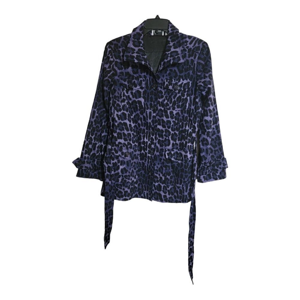 Linea by Louis Dell'Olio Purple Leopard Print Fully Lined Blazer Size S